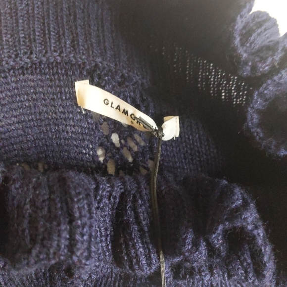 Glamorous Navy Blue Ruffle Sweater Long Sleeve Pullover Women’s Size 8 NWT - Picture 11 of 12